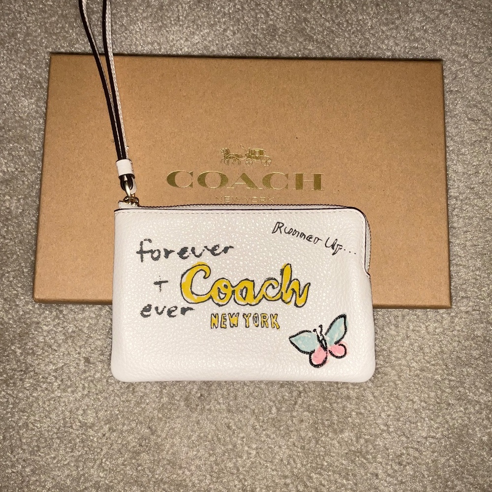 Coach ivory zip wallet